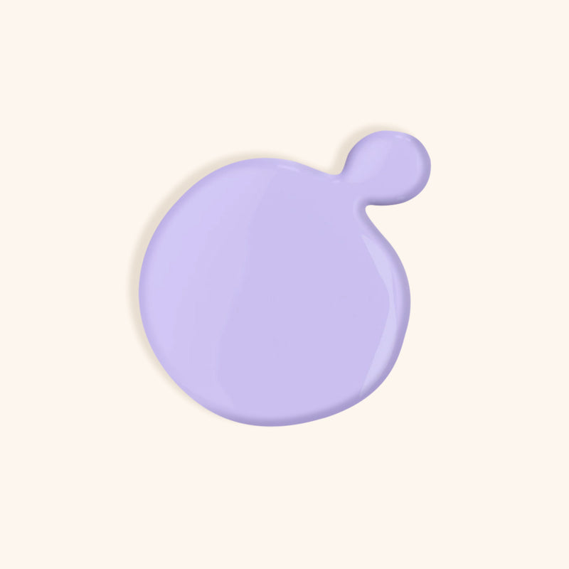 Pastel purple nail polish swatch in front of beige background