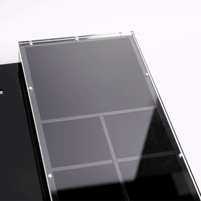 a gif showing the magnetic lid of an acrylic organizer moving on and off