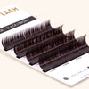 a close up of the lash card of mayfair black brown lashes, showing the 4 different lengths and the color of the lashes