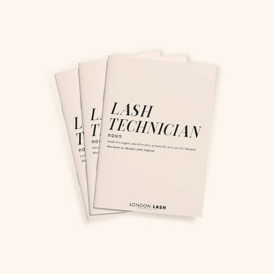 a small notebook ideal for use during lash extensions training courses