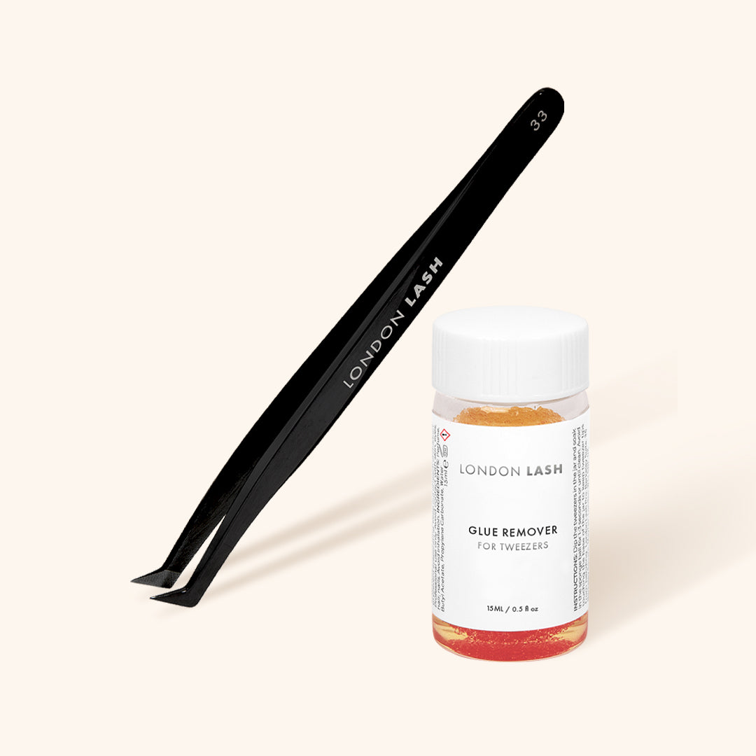 Volume lash extension tweezers with lash glue remover