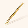 pointed tweezers for isolation and classic lash application in gold