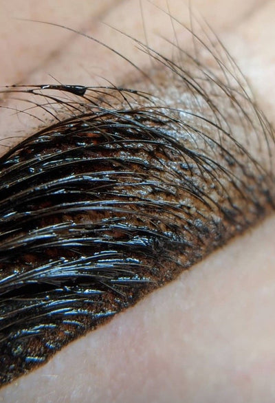 a super close photo of so henna applied to the brows taken with a macro lens