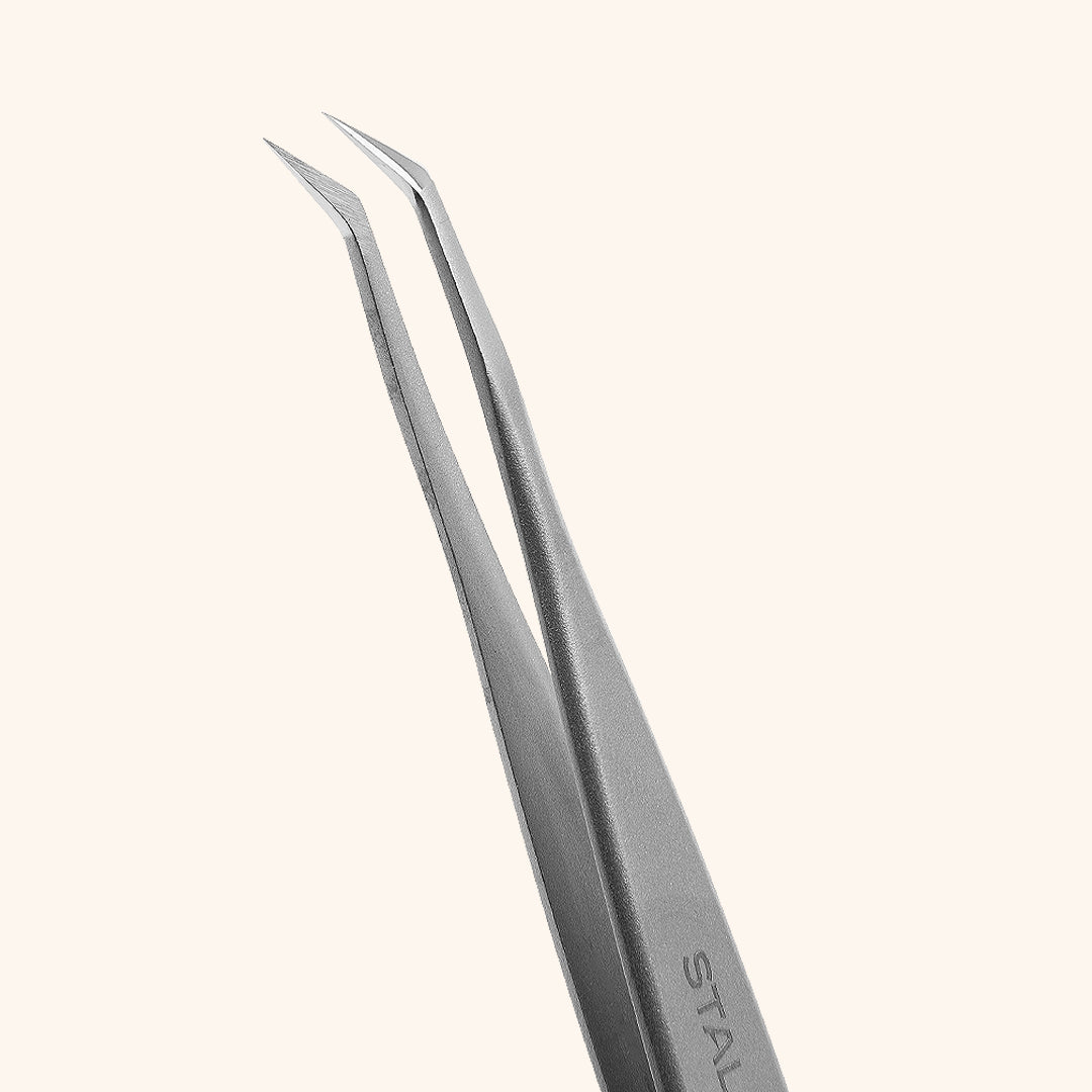 Precision eyelash extension tweezers in silver