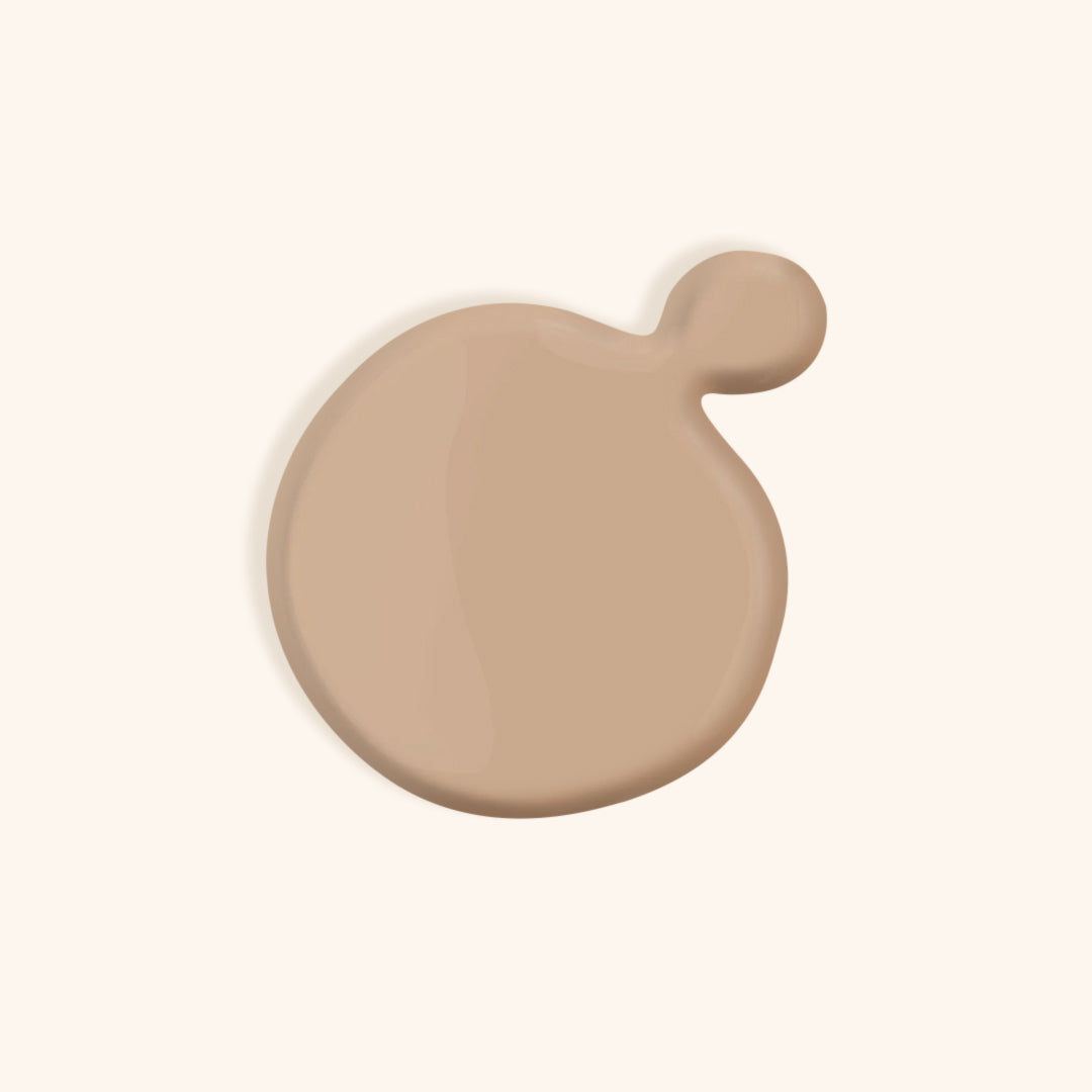 Beige nude gel nail polish in a white bottle