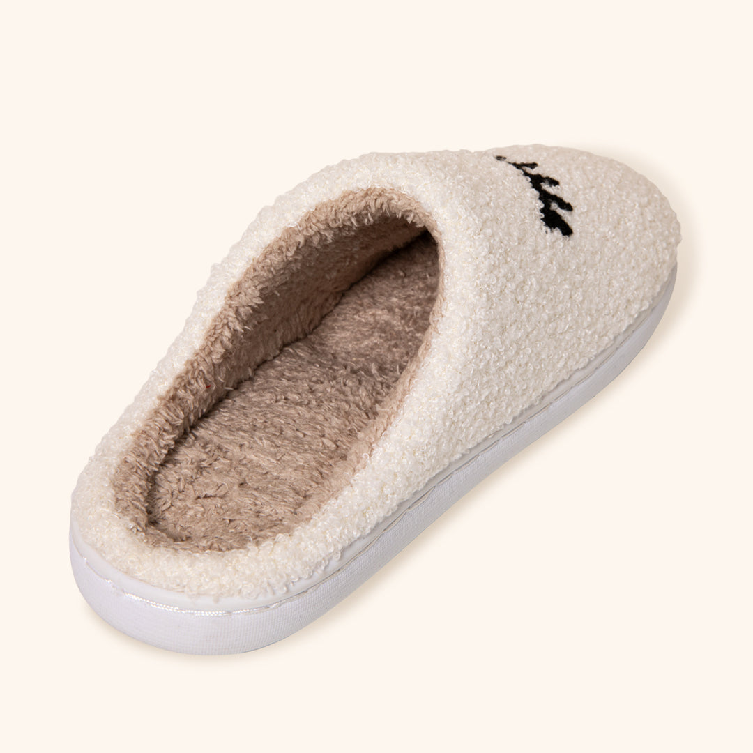 Cozy Teddy Slippers with Lash Design