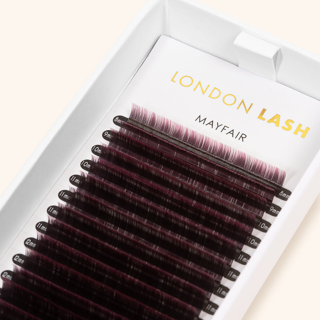 ombre lashes in an open box showing their pink tips