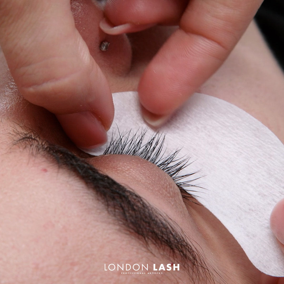 lash extension training session showing eyelash application techniques by London Lash.