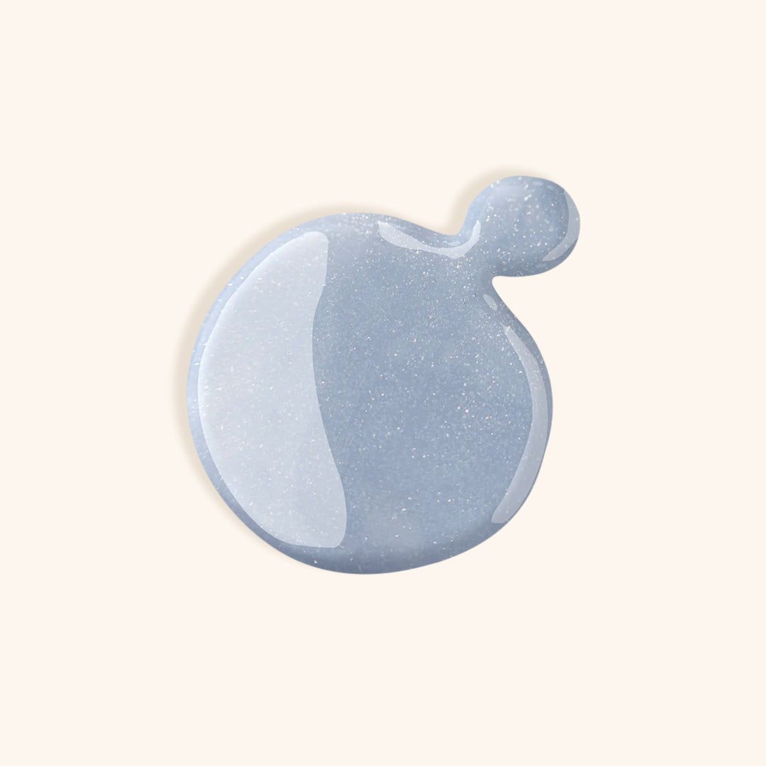 Sky blue nail polish with a turquoise hue and shimmer