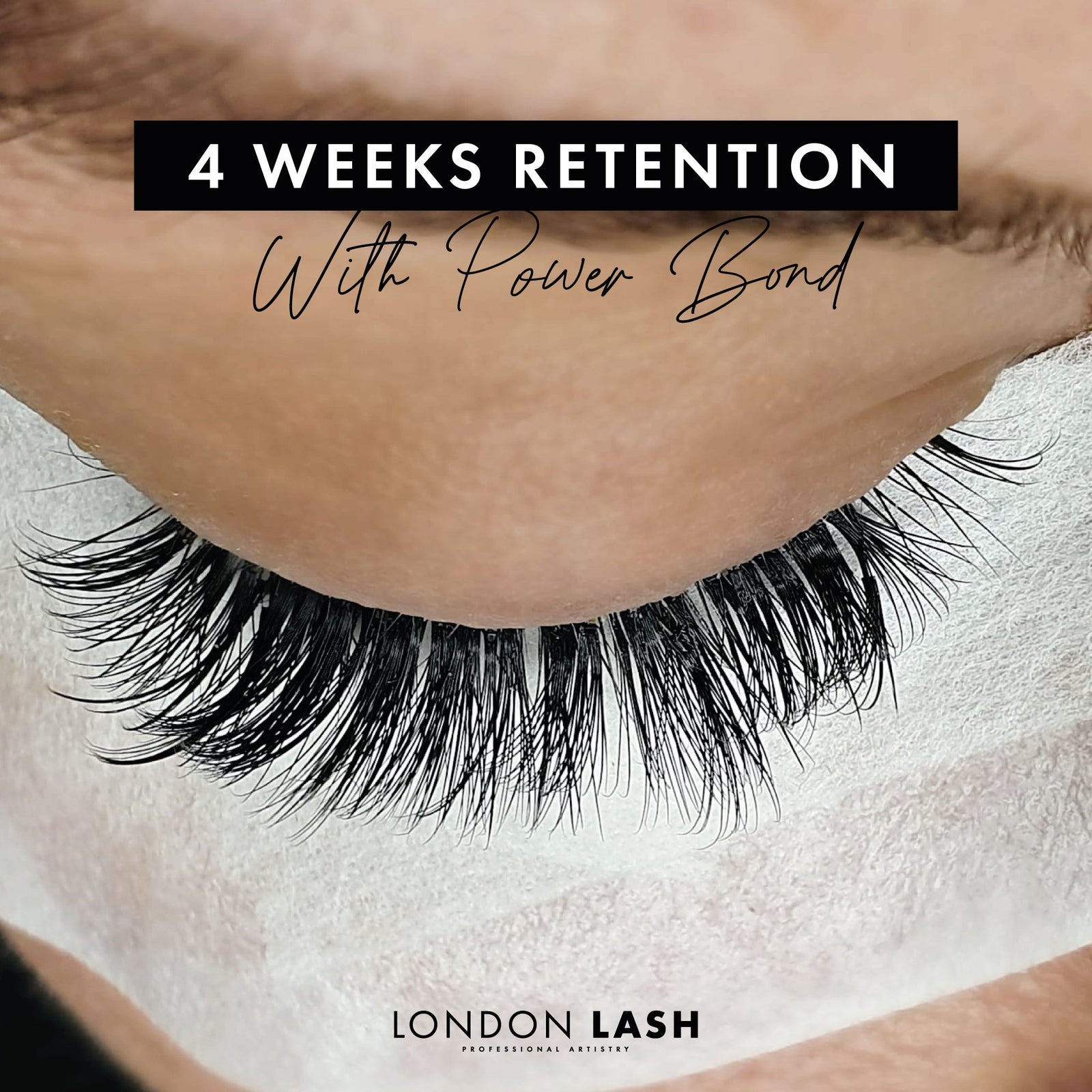 4 weeks retention result using Power Bond Lash Glue on eyelash extensions.