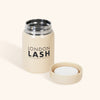 an airtight container for lash extension glue showing a screw on lid next to the container