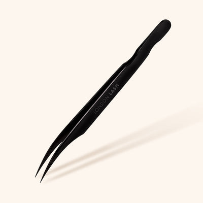 angled isolation tweezers for lash extensions in black
