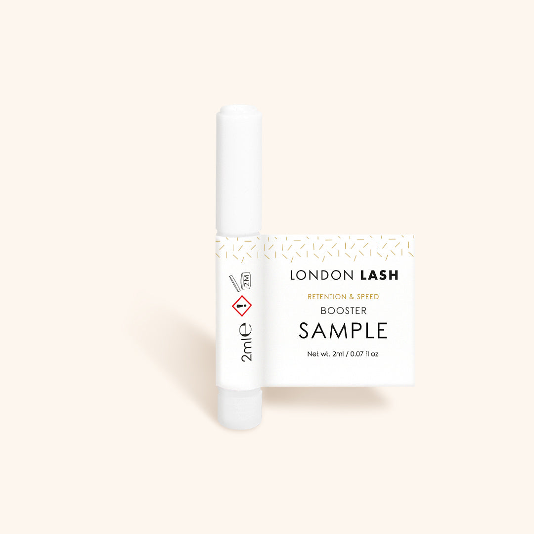 a sample bottle of london lash booster