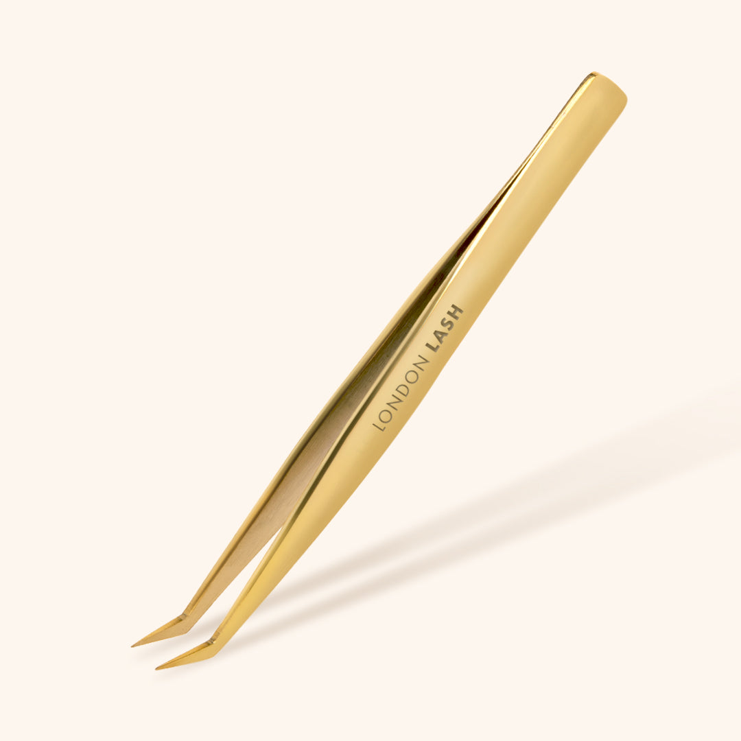 fine tip volume lash tweezers in gold