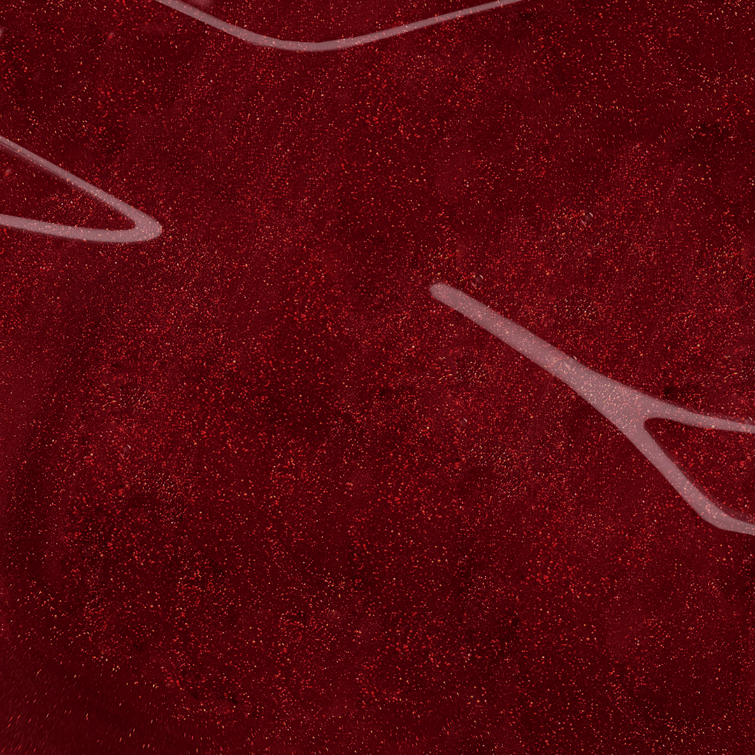 Ruby red gel nail polish with shimmer color swatch