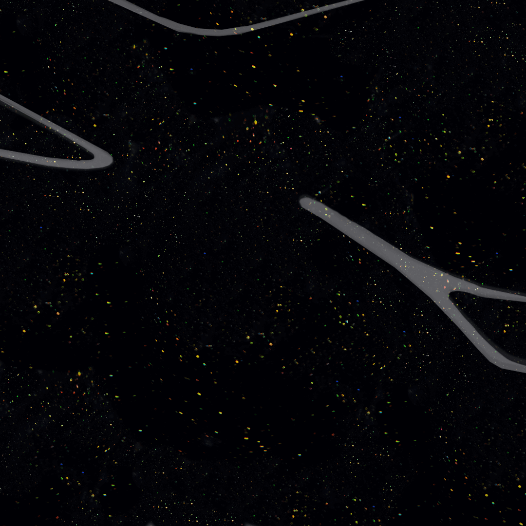 Black nail polish with silver shimmer color swatch