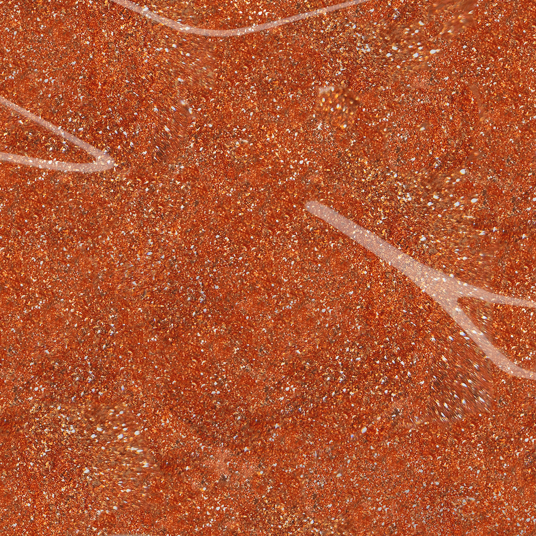 Glittery copper nail polish color swatch