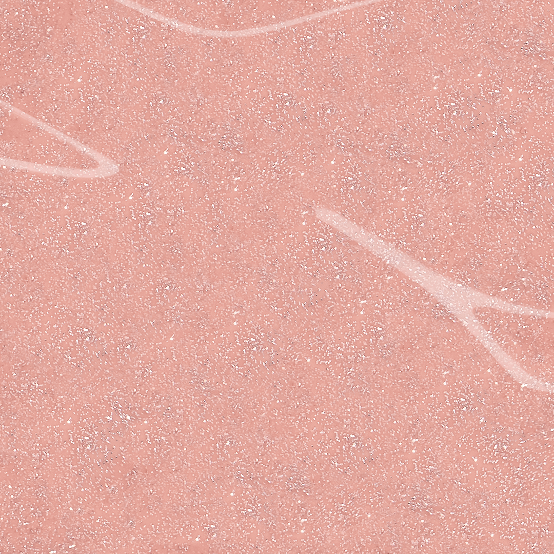 Bright nude gel nail polish with silver shimmer color swatch