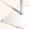 a close up of the glamcor flat base stand with the pole screwed in. the base is white with a shiny clear covering and the pole is matte silver