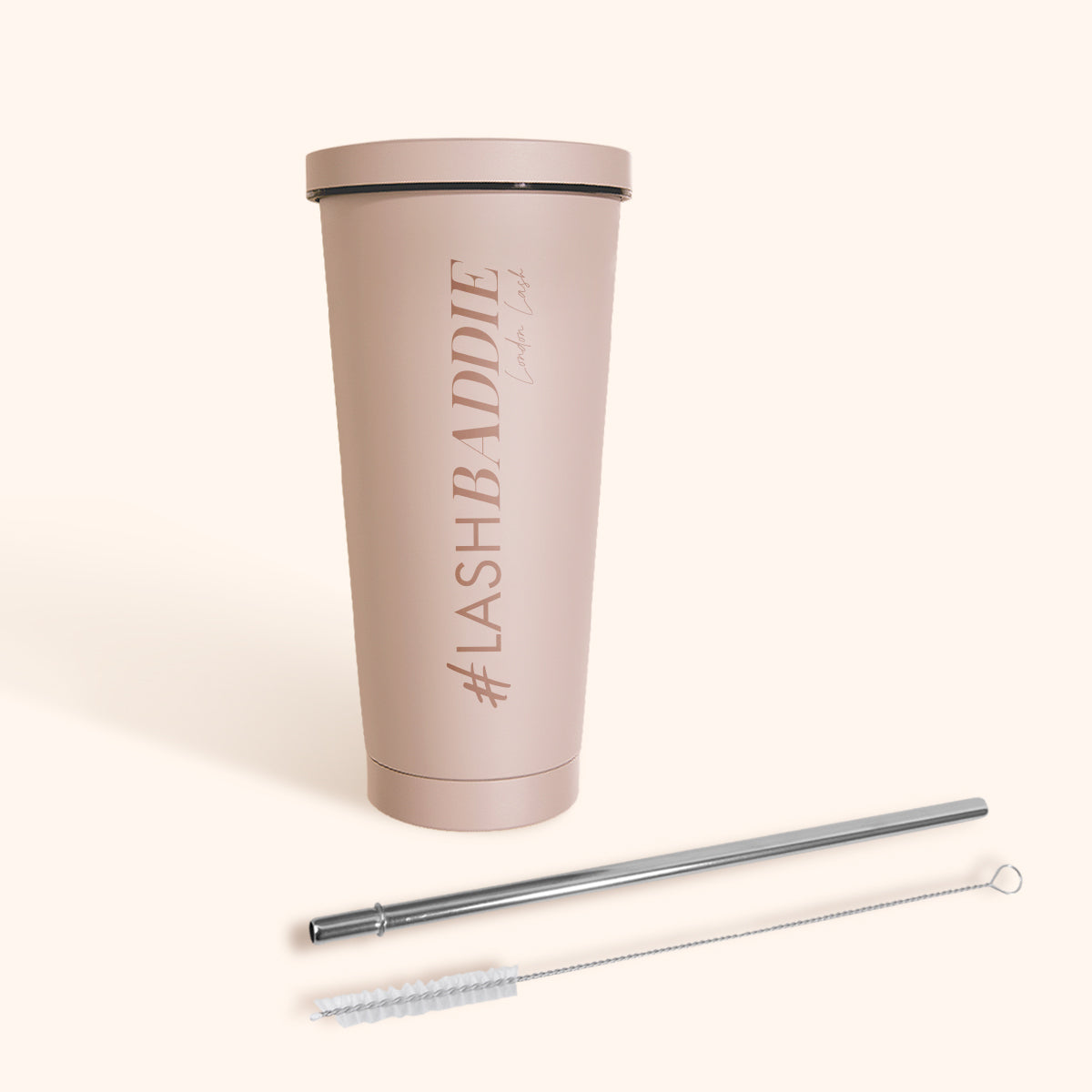Pink Water tumbler for lash technicians