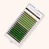 light green lashes and bright green lashes in mixed lengths