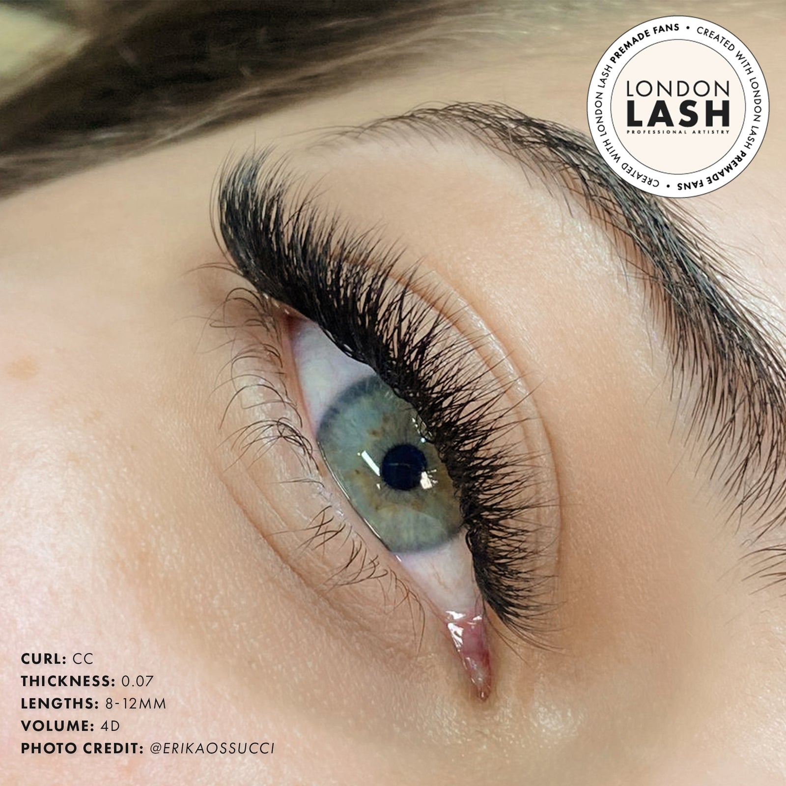 Eyeliner lash extensions using 4D premade lash fans