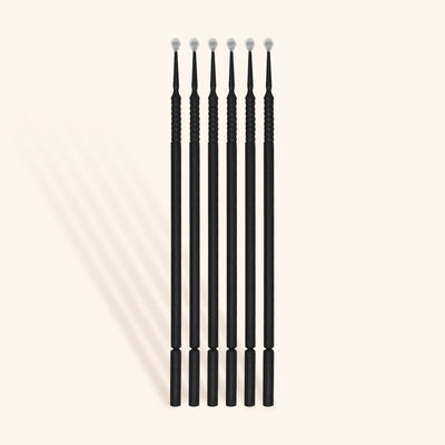 six microfiber brushes for eyelash extensions pre-treatment in black