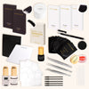 a flat lay of a lash extensions kit featuring products for classic lashes and volume lashes