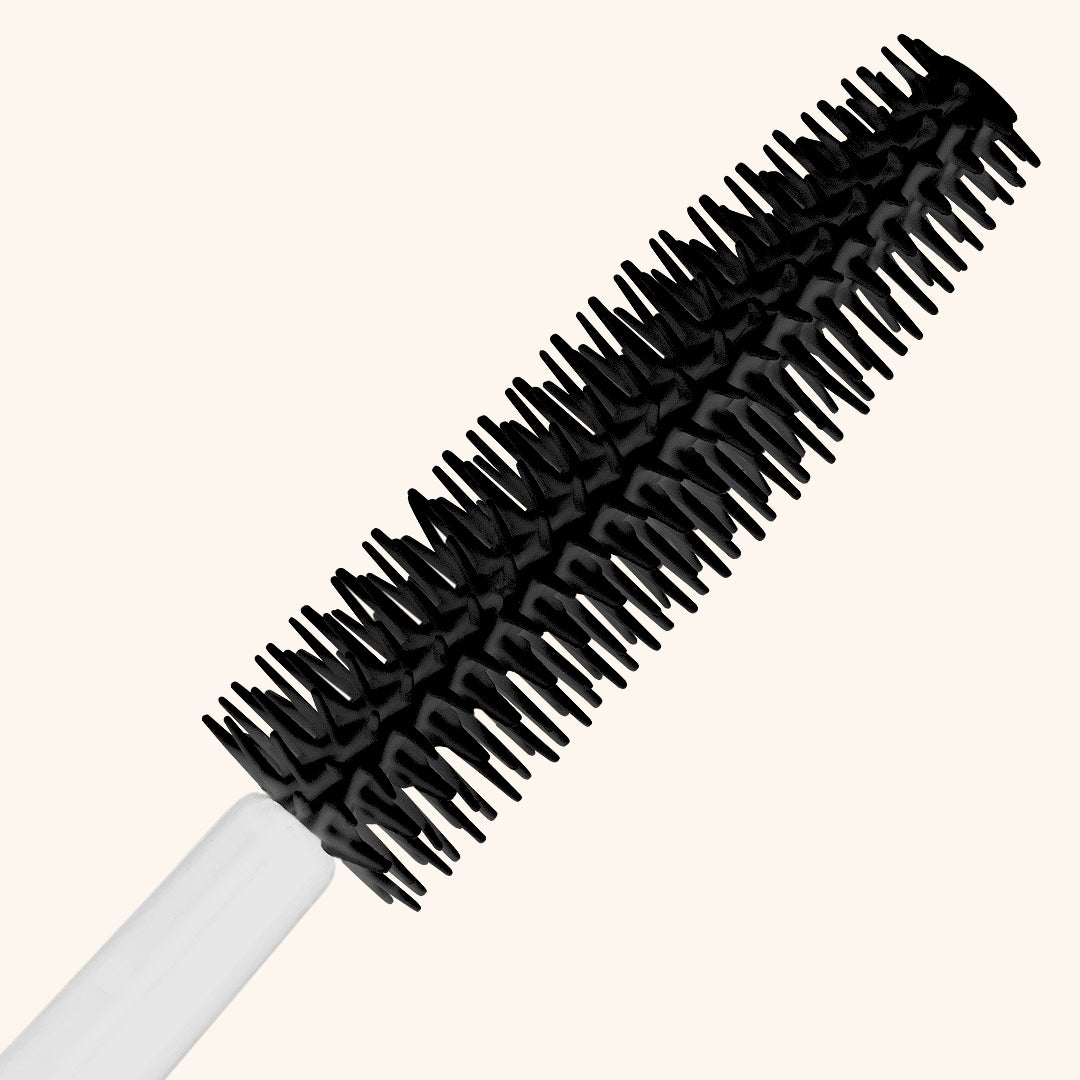 Close up of Rubber Mascara Wand Head with White Handle