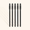 a row of five silicone mascara wands for brushing lash extensions
